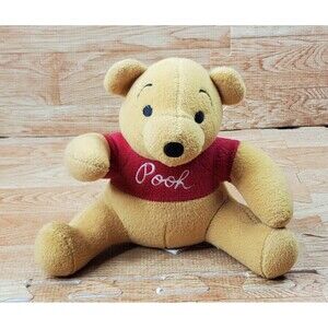 Pooh Sitting Disney 6" Plush Winnie The Pooh Bear Cursive Red Shirt